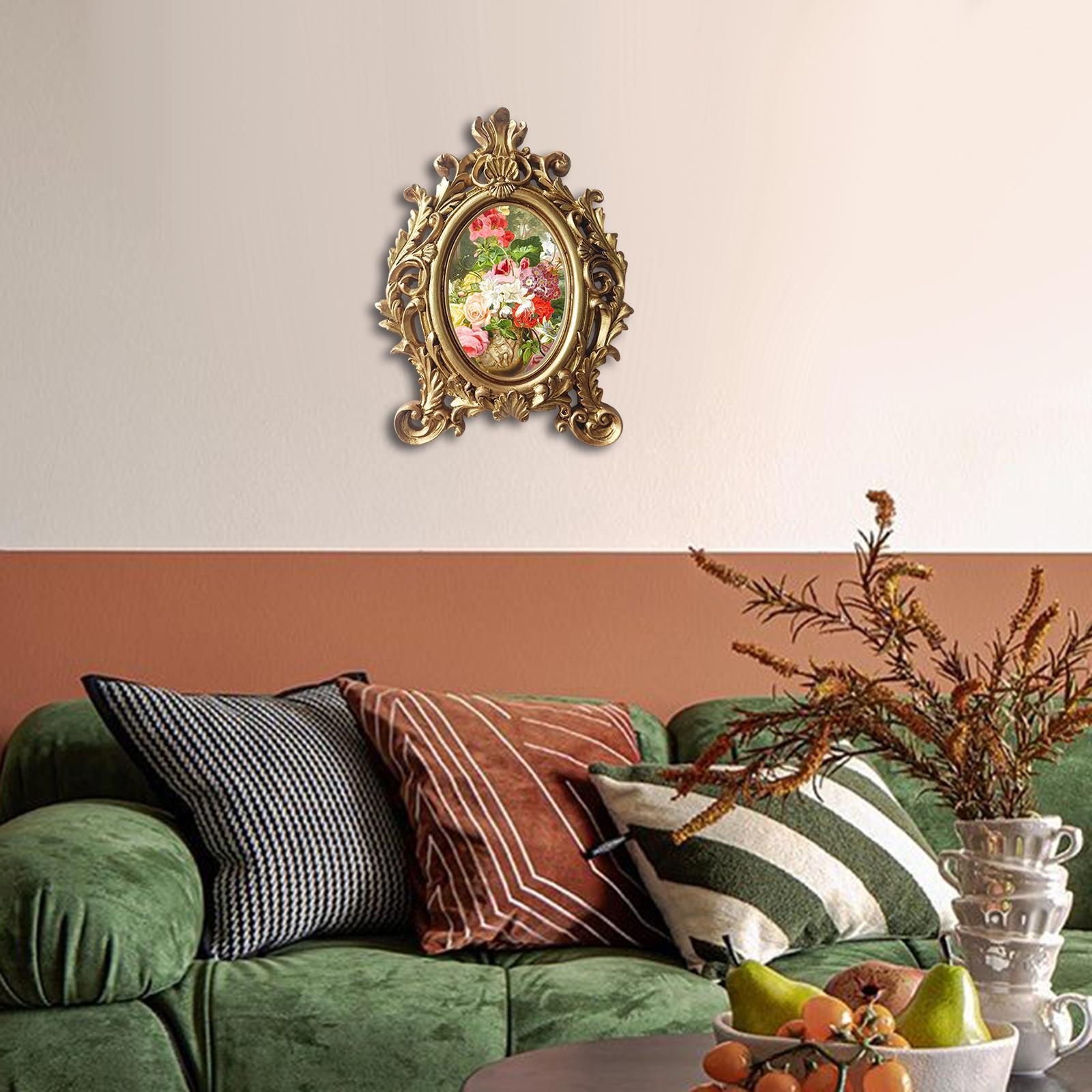 Photo Frame, Desktop Picture Frame, European Style Embossed Frame, Picture Display Frame Ornament for Bedroom Living Room Home Decor