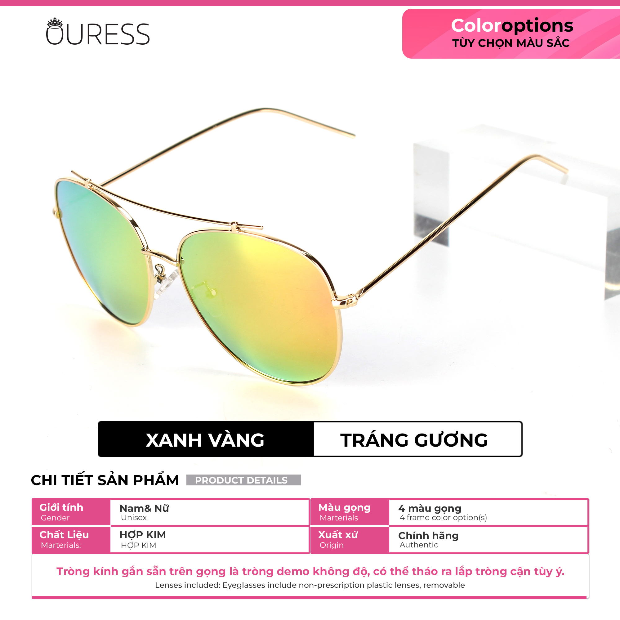 Kính mát hợp kim 8658 chống uv thời trang siêu nhẹ siêu bền OURESS
