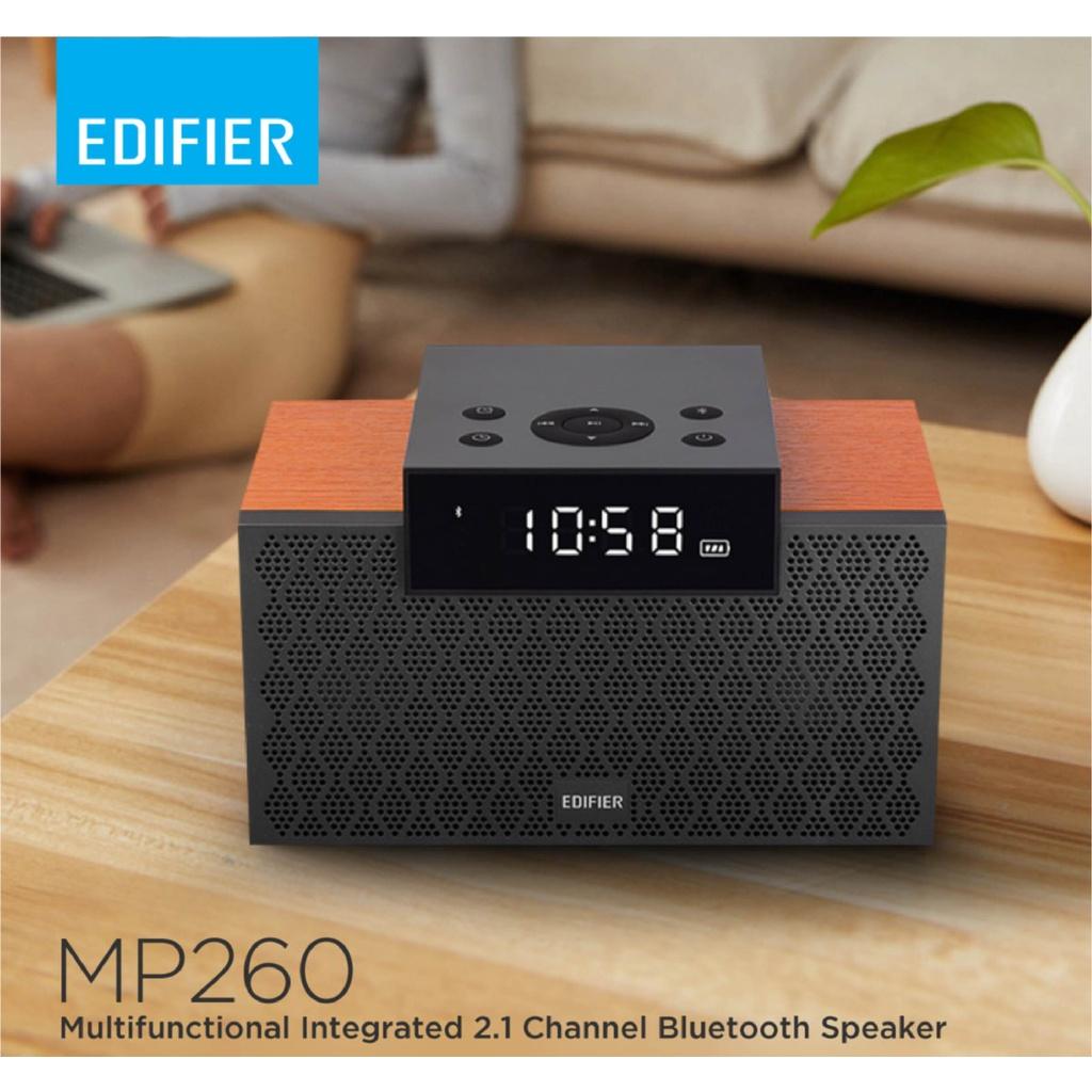 Loa Bluetooth EDIFIER MP260 Kèm đồng hồ báo thức Màn hình đèn LED - Công suất lớn - Vỏ gỗ cao cấp chống dội âm - Hàng chính hãng