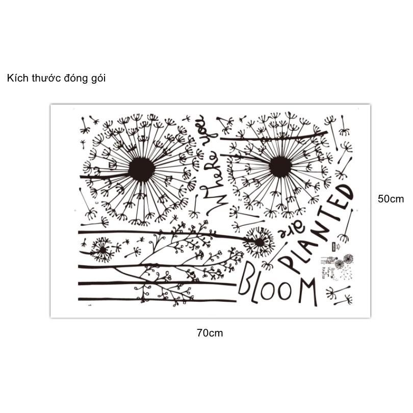 Decal dán tường trang trí - HOA BỒ CÔNG ANH TRẮNG ĐEN BLOM