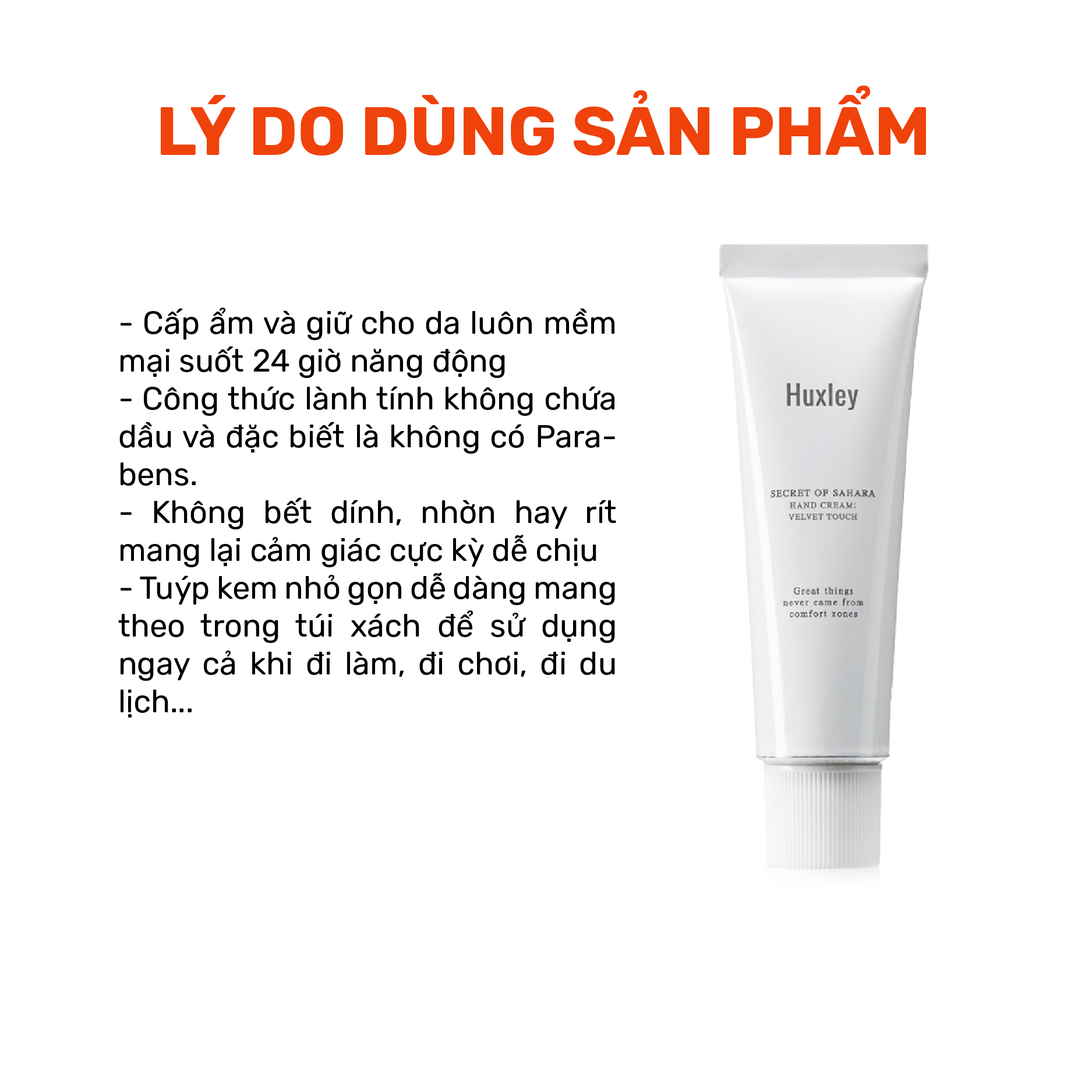 Kem dưỡng da tay mềm mịn, chống lão hoá Huxley Hand Cream Velvet Touch 30ml