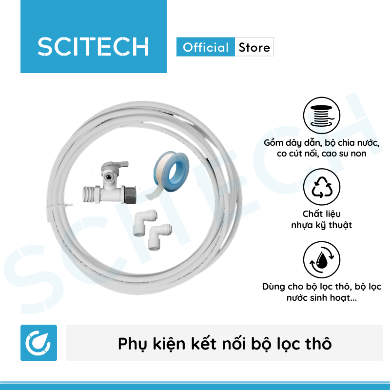 Bộ phụ kiện kết nối bộ lọc thô, bộ lọc nước sinh hoạt 10 inch ren 13/21 - Hàng chính hãng