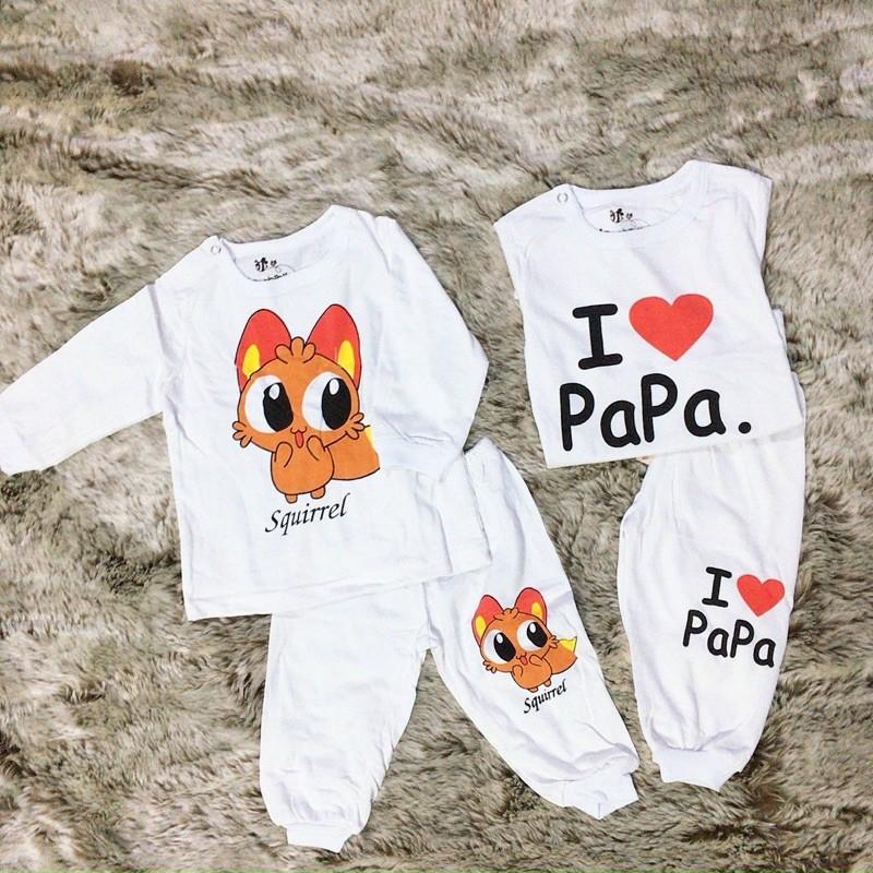 Combo 2 bộ đồ dài trắng bosbibi in hình thú Bo014 cho bé