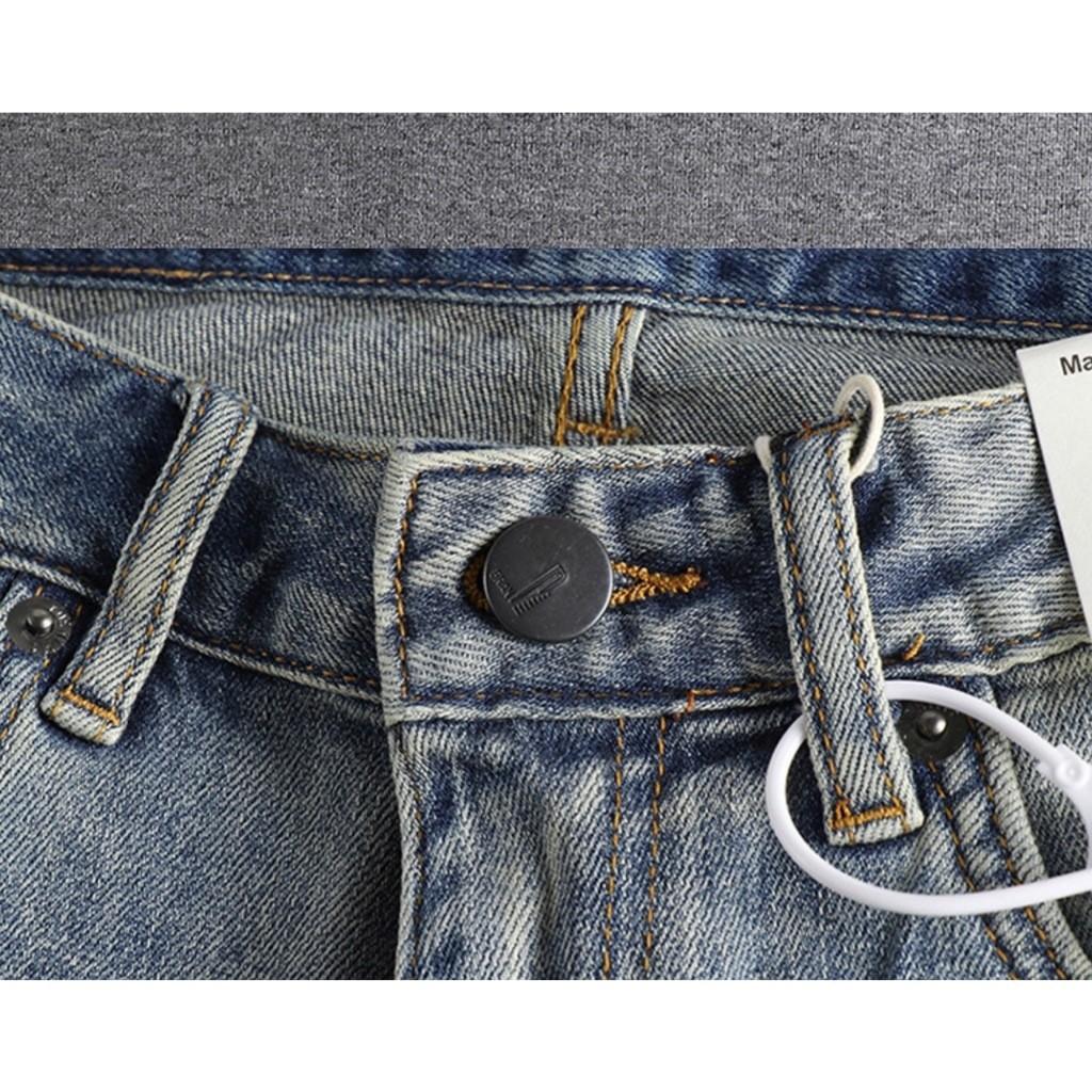 Quần short jean wash bụi phong cách Retro_Vinstage dã ngoại - jean sáng