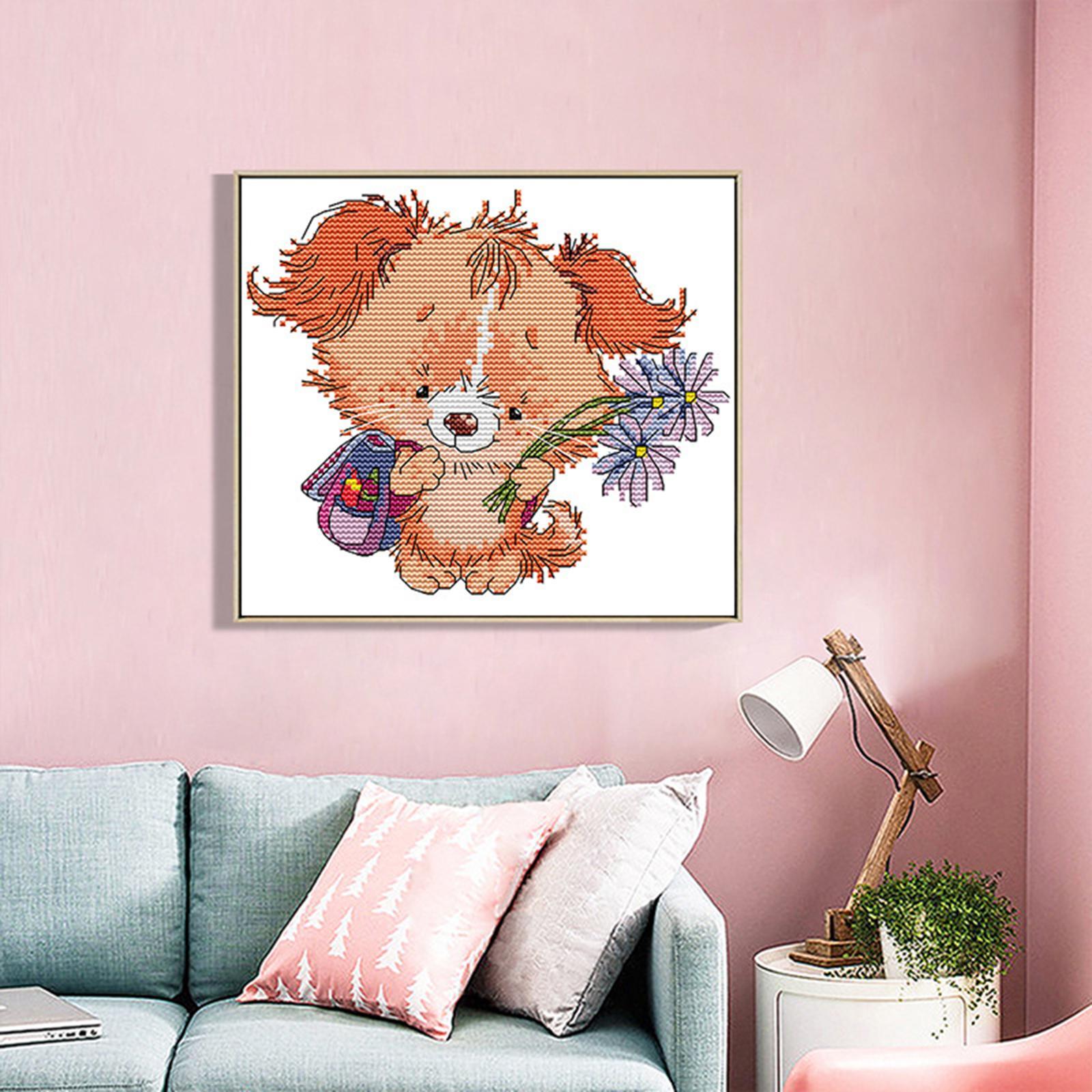 Cross Stitch Cute Puppy Embroidery Needlepoint Crafts for Adult Kid