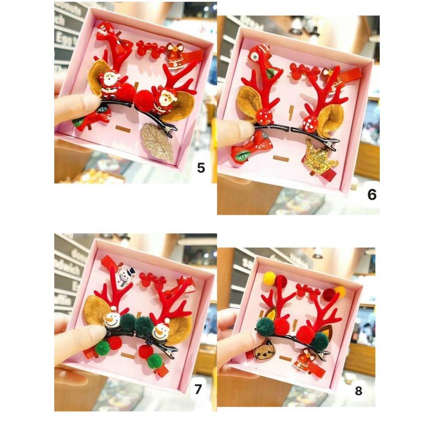 SET 7 Kẹp Tóc Hình Sừng Tuần Lộc 8 Kiểu Dễ Thương Cho Bé Dịp Noel Mùa Giáng Sinh