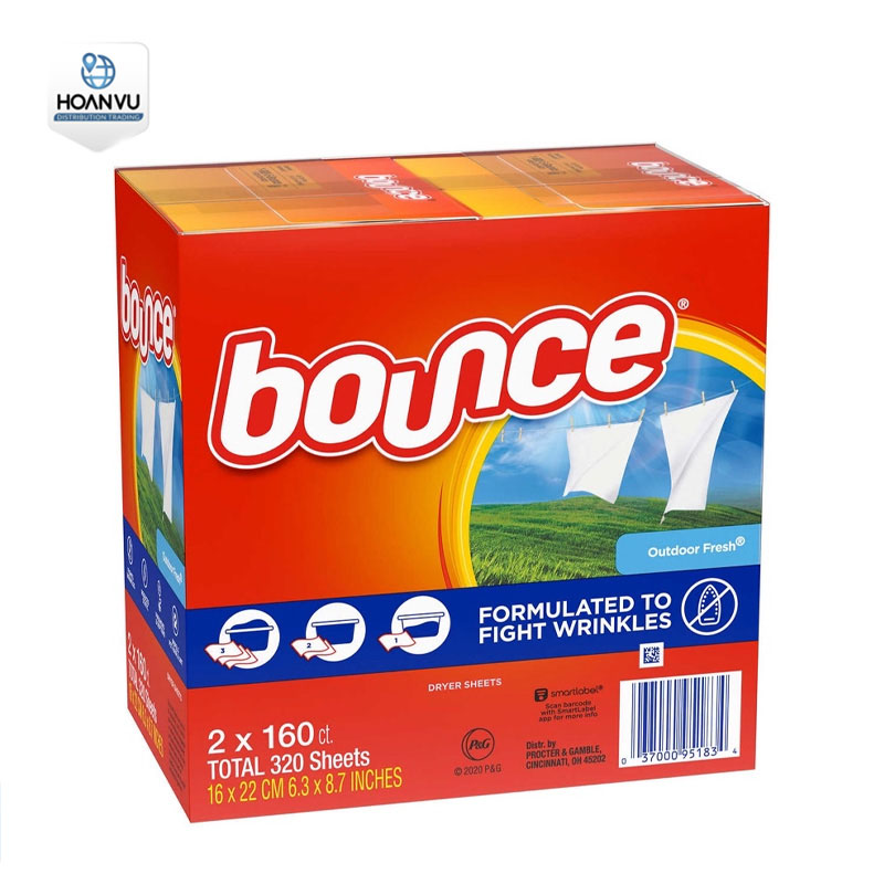 Khăn giấy thơm Bounce 5in1 Dryer Sheets Outdoor Fresh (160 tờ)