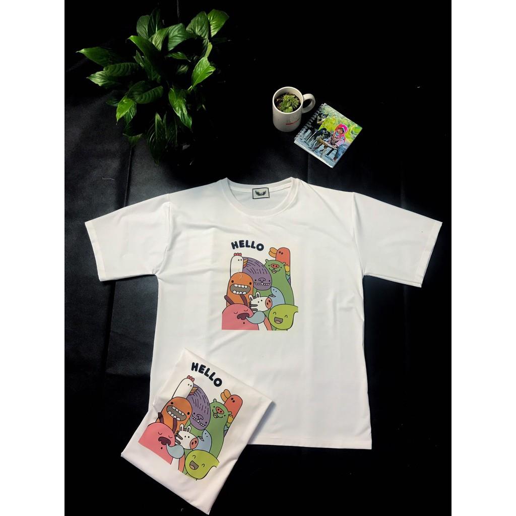Áo Thun Unisex Form Rộng Tay Lỡ In Hoạt Hình