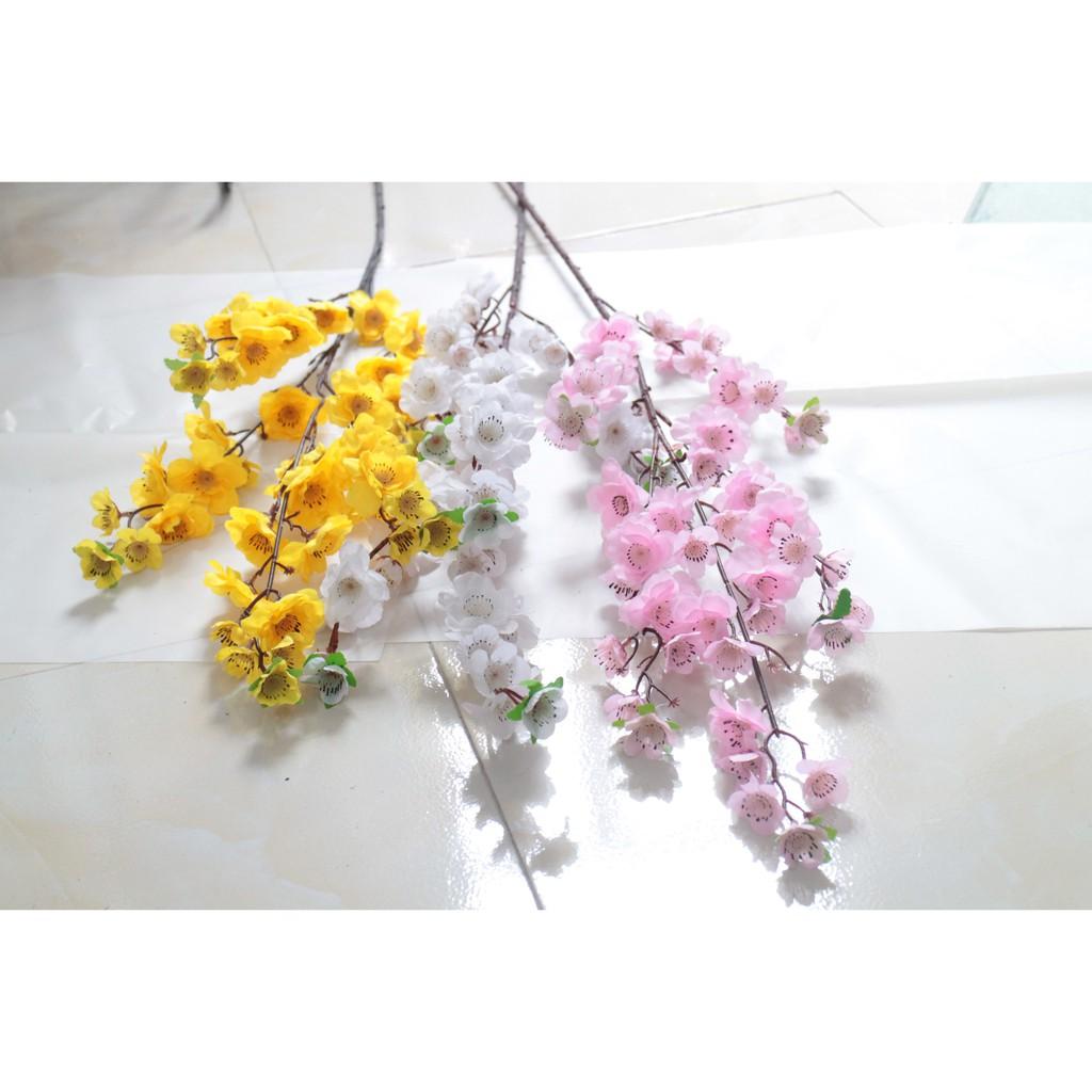 Cành hoa đào Phát Lộc trang trí/Hoa vải lụa