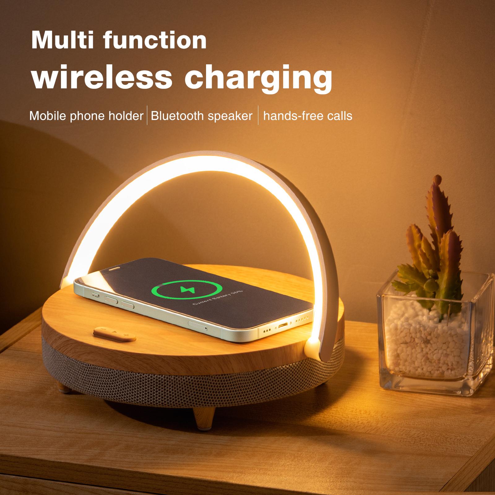 S21 Pro Wood Wireless Sạc LED LED Loa Bluetooth 15W Sạc nhanh năng lượng cao cho iPhone 14 Easy Touch Wireless Charge Màu sắc: White US