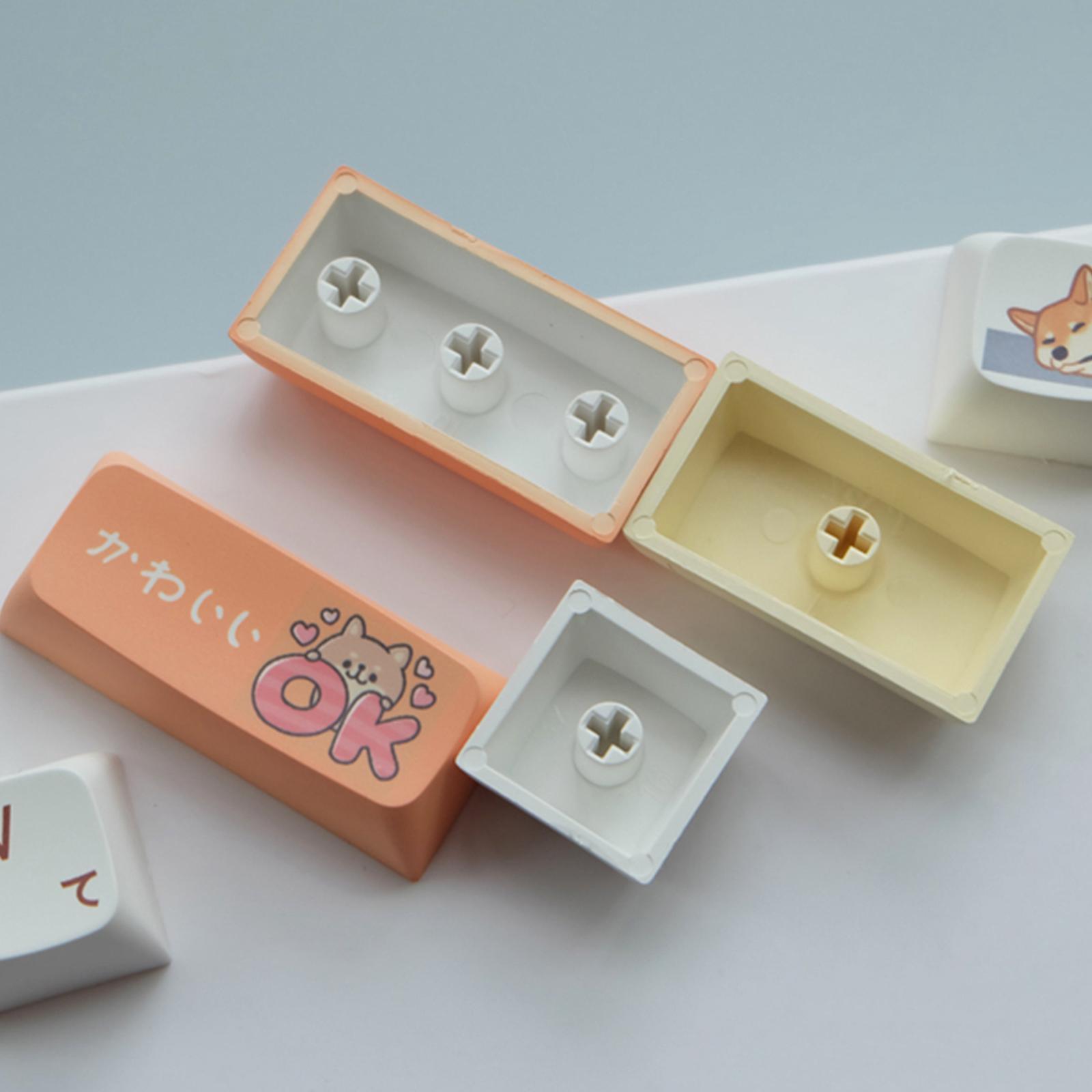 139Keys Xda Profile Keycaps Cute 2-Layer Plastic White PBT Dye Sub Keycaps for MX Gaming Mechanical Keyboard 61/68/84 Keys Layout, for Cherry