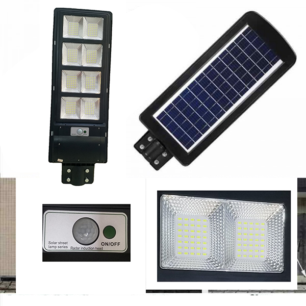 Đèn đường cảm biến năng lượng mặt trời liền thể All In One - công suất 90 - 120W ánh sáng trắng - 280 bóng led