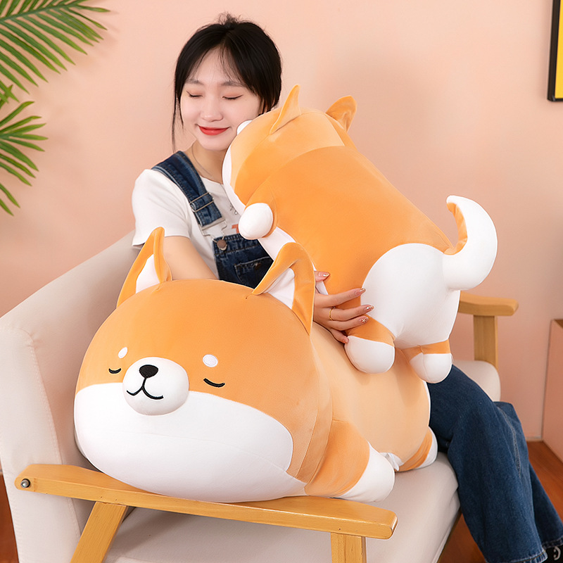 Gấu Bông Chó Shiba Nằm Ngủ Mập Ú Siêu Cưng Cute (35cm---&gt;70cm) Gối Ôm Chó Shiba Ngủ Say Mẫu Mới Dễ Thương Đáng Yêu