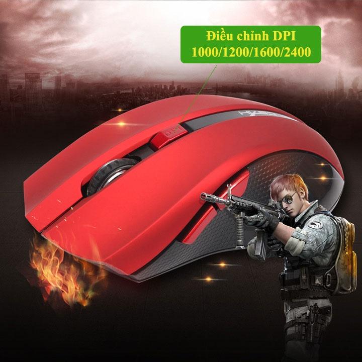 Chuột không dây HXSJ X50 Red/Black có nút trợ năng, điều chỉnh 2400DPI chuyên dùng chơi game, máy tính, laptop, tivi - HÀNG CHÍNH HÃNG