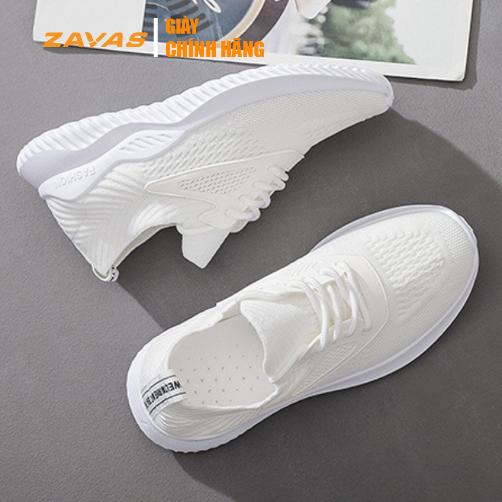 Giày thể thao sneaker nữ màu trắng đế êm nhẹ thoáng khí thương hiệu ZAVAS - S393 - Hàng chính hãng