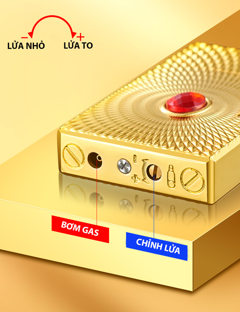 Bật Lửa Dupont Lốc Xoáy Cẩn Ngọc Hồng Bảo Thạch M43 – Xài Gas (giao màu ngẫu nhiên)