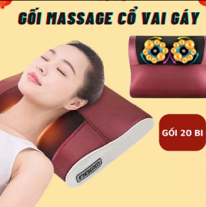gối massage cổ vai gáy giúp giảm đau mỏi ngủ ngon lưu thông máu giảm mệt mỏi