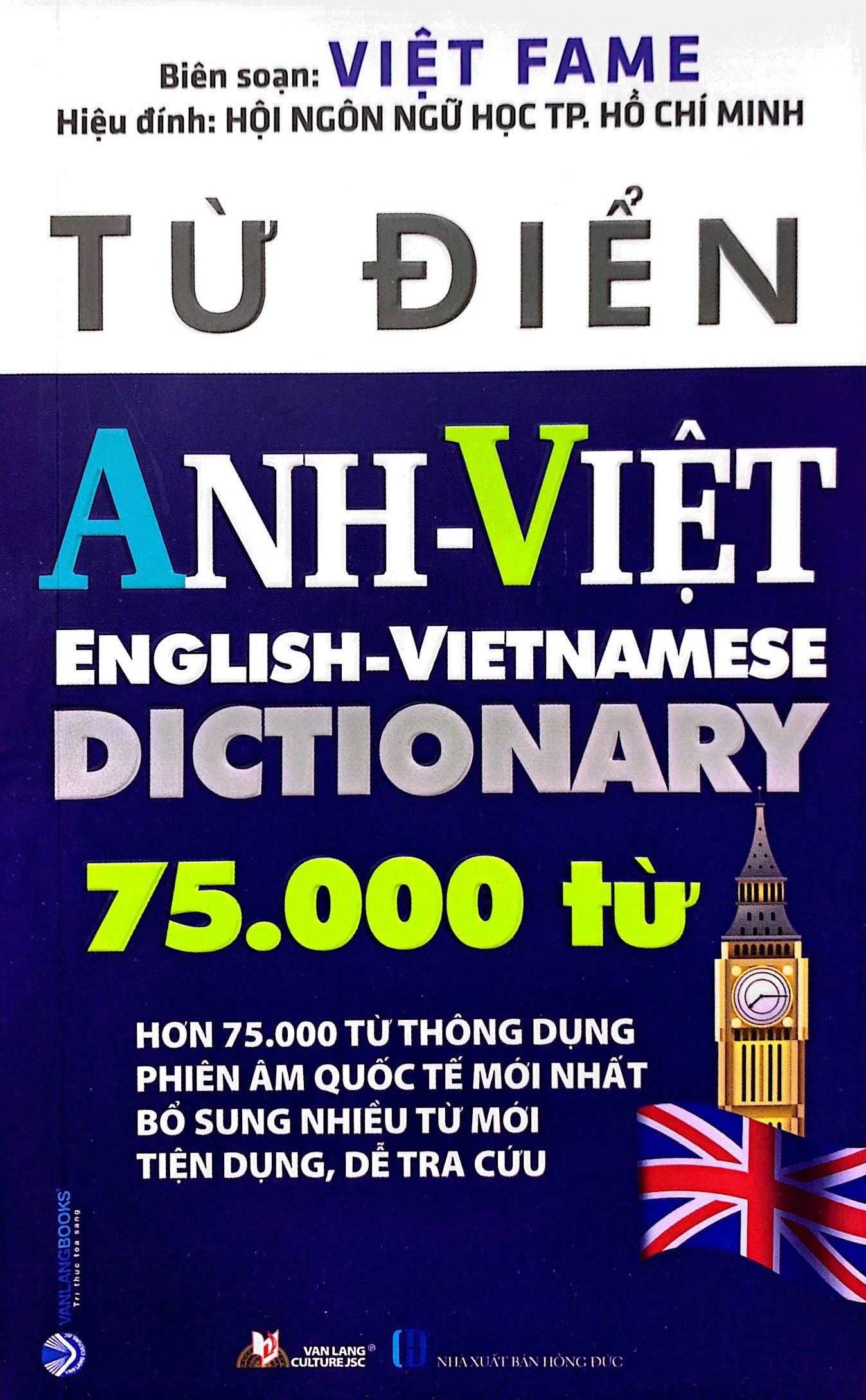 Từ Điển Anh-Việt 75.000 Từ (Tái Bản 2023)