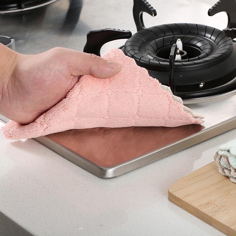 Combo 5 Khăn Lau Bát Đĩa Đa Năng 2 Mặt Siêu Thấm Hút Nước Hàng Cao Cấp Loại 1 Không Bị Xù