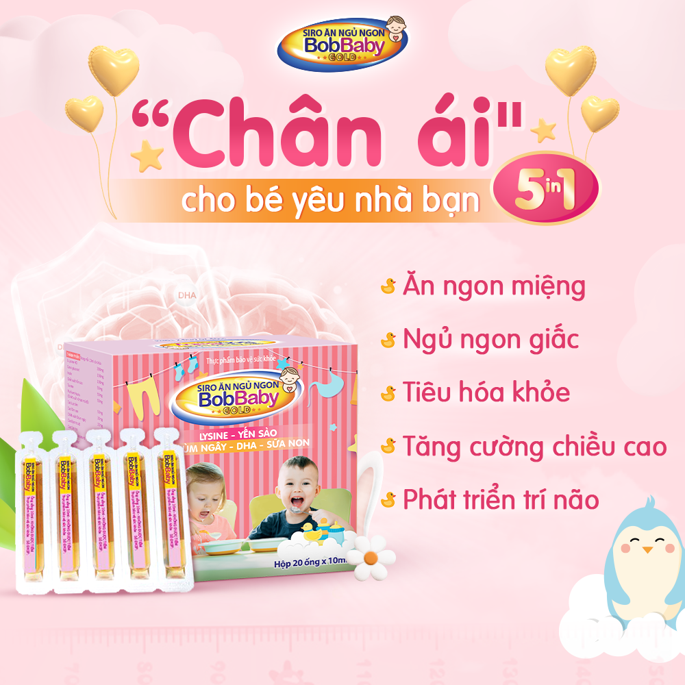 Siro Ăn Ngủ Ngon BobBaby Dân Khang Cải Thiện Tình Trạng Biếng Ăn Giúp Bé Ngủ Sâu Giấc Tự Nhiên - Hộp 20 ống x 10ml