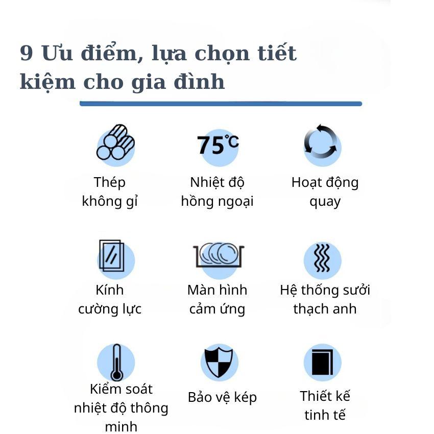 Máy Sấy Bát Đĩa Khử Khuẩn 350L, Tủ Sấy Chén Đĩa 2 Cánh Có Ngăn Kéo