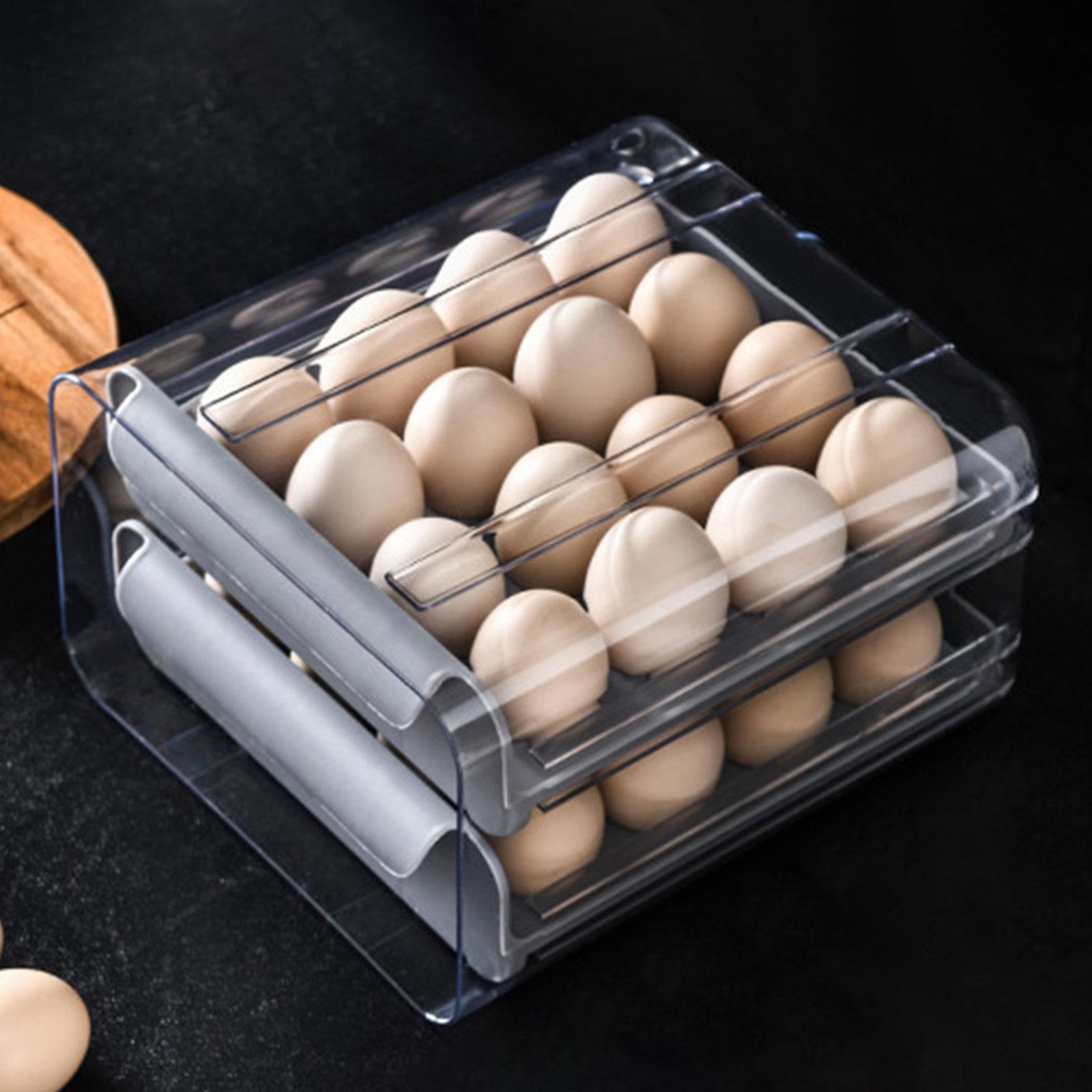 Egg Holder for Refrigerator Egg Tray Durable Large Capacity Transparent Egg Storage Container Drawer Egg Fresh Storage Box for Cupboard