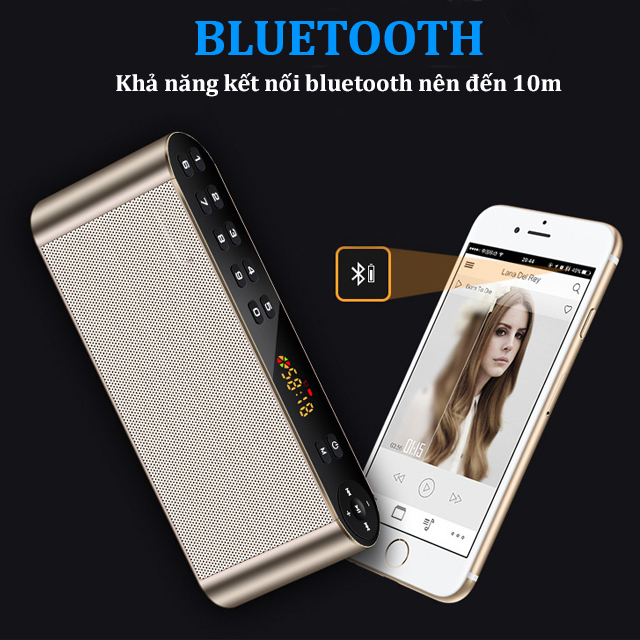 Loa Bluetooth Không Dây Q8, Kiêm Đài FM, Phím Bấm Cảm Ứng Siêu Nhạy + Tặng Tai Nghe Bluetooth Chụp Tai Cao Cấp