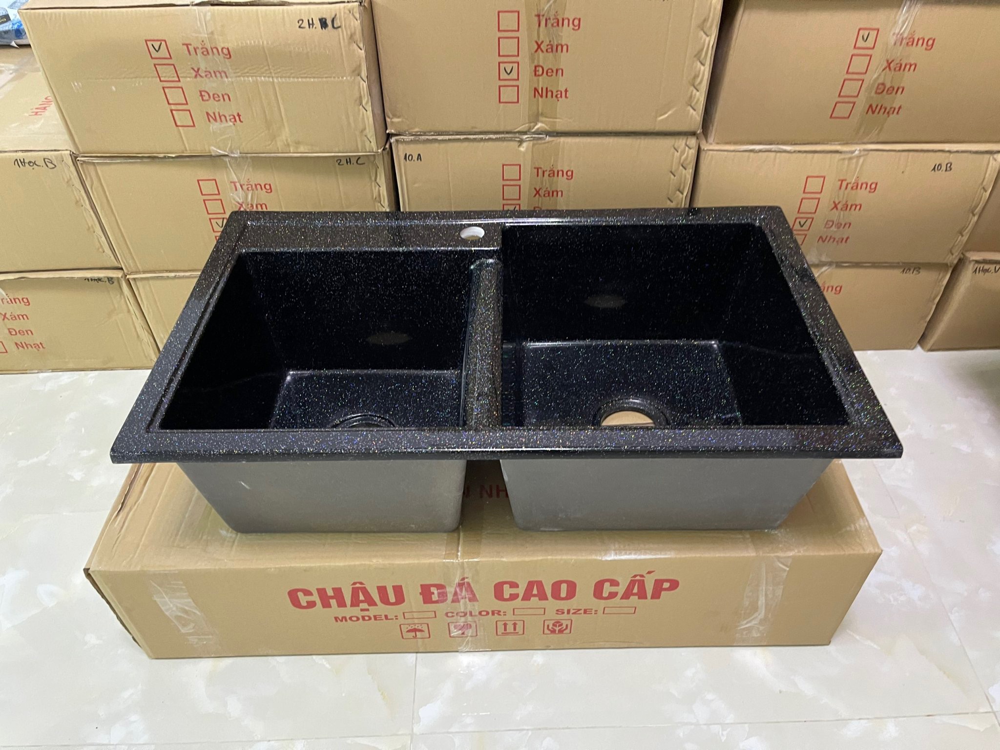 Chậu rửa chén đá nhân tạo 84*50*23 ( tặng kèm bộ xả )