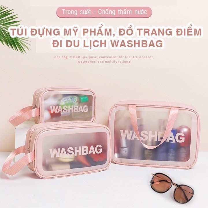 Túi Đựng Mỹ Phẩm, Đồ Trang Điểm Đi Du Lịch Washbag Trong Suốt Chống Thấm Nước Tiện Lợi Nhiều Kích Thước Nhiều Mẫu Chính Hãng