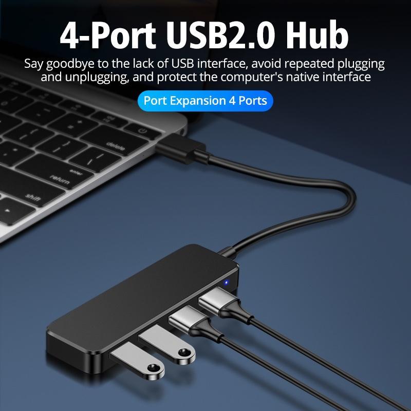 Hub chuyển đổi FONKEN với 4 cổng USB2.0 siêu mỏng cho máy tính bàn phím chuột đĩa Flash