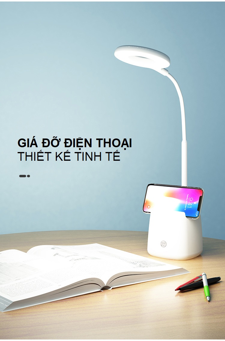 Đèn Bàn Học ,Đọc Sách, Đèn Ngủ Cao Cấp LED Chống Cận 03 Chế Độ Ánh Sáng Bảo Vệ Mắt -KOVER