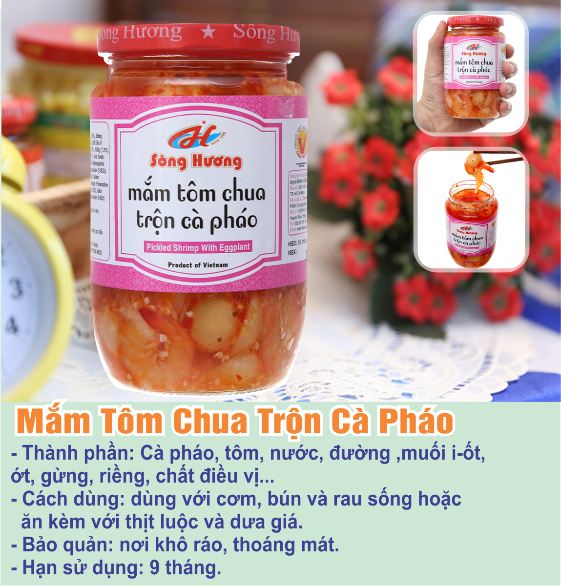 Mắm Tôm Chua Trộn Cà Pháoo Sông Hương Foods Hũ 860g