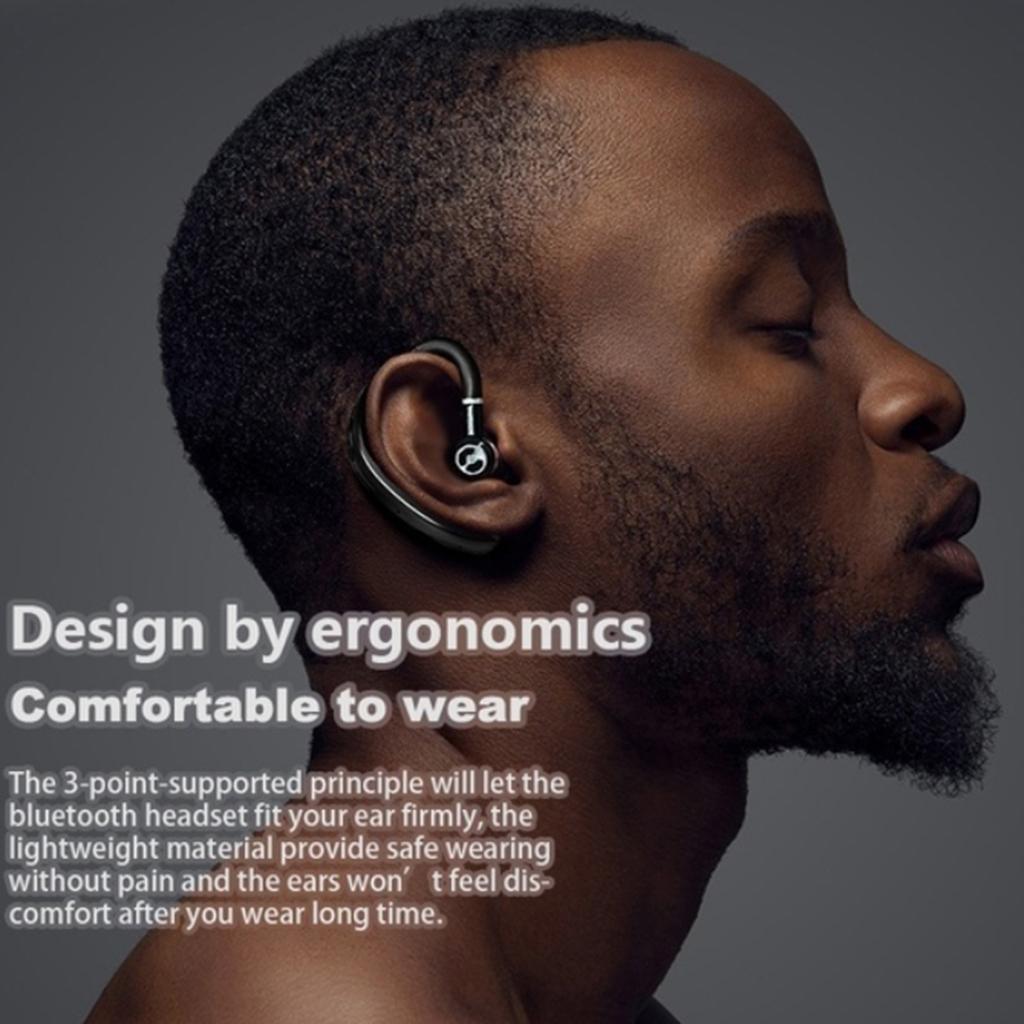 Bluetooth Waterproof hook Headset Earphone with Mic Black