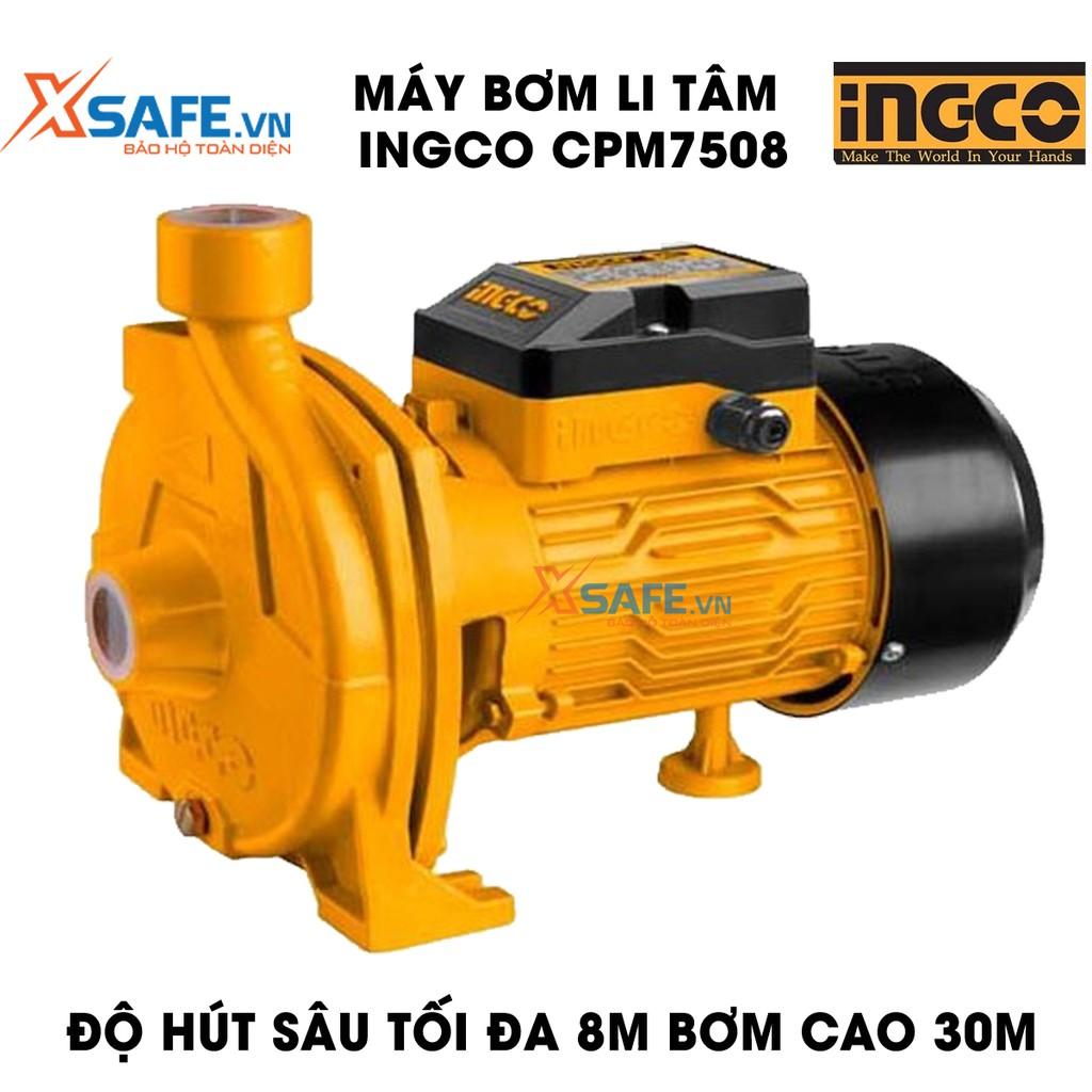 Máy bơm li tâm INGCO CPM7508 công suất 750W(1HP) - Có chiều cao bơm tối đa 30m, độ hút sâu tối đa 8m - Chính hãng