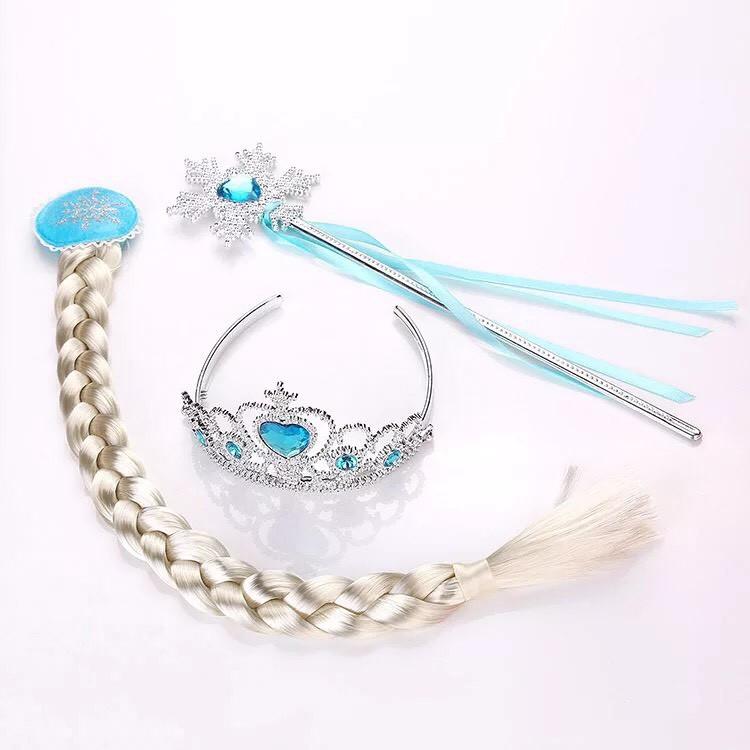 Set Phụ Kiện Vương Miện, Gậy Phép, Bao Tay, Đuôi Tóc Công Chúa Elsa