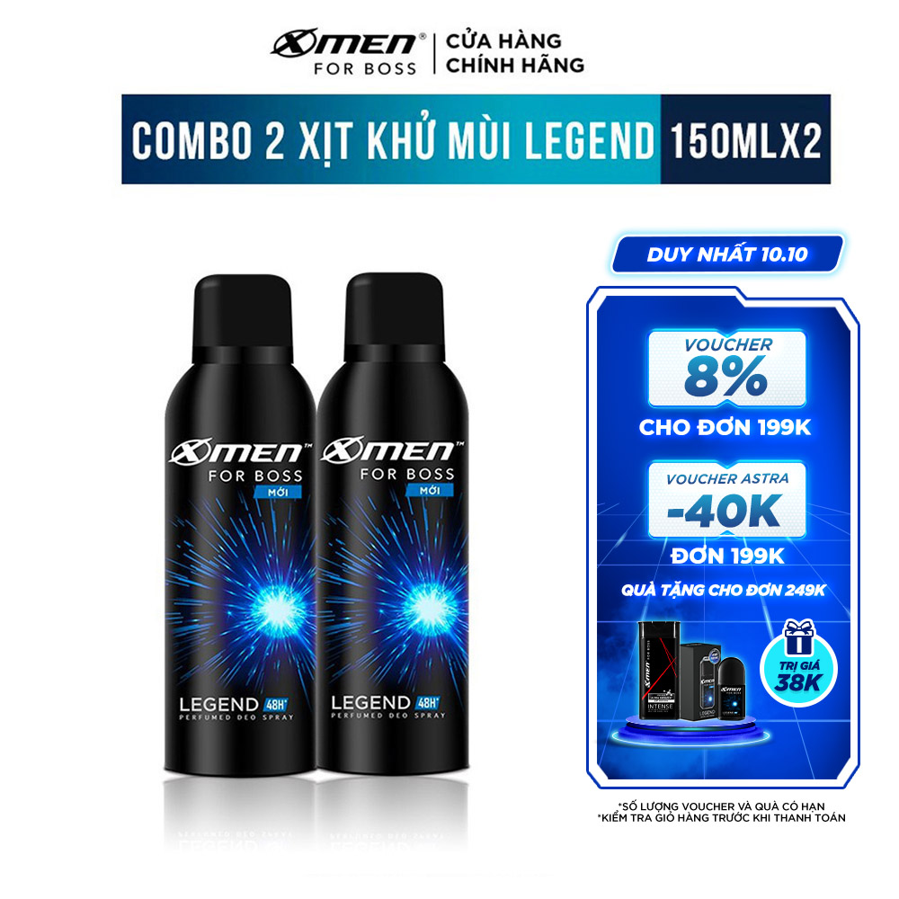 Combo 2 chai xịt khử mùi X-men For Boss 150ml - Legend