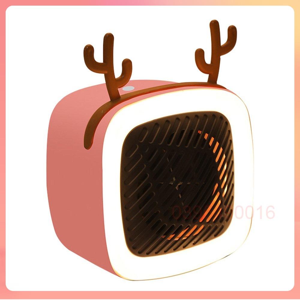 Quạt sưởi mini TAI HƯƠU để bàn học, bàn làm việc kèm đèn led decor công suất 400W - An Toàn Khi Sử Dụng