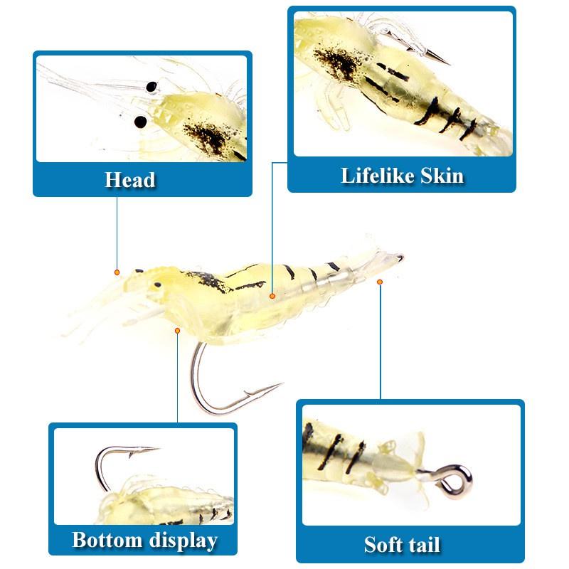 Mồi Câu Cá Tôm Giả Kèm Lưỡi Siêu Bén Mồi Câu Cá Siêu Nhạy MG8 đồ câu FISHING_HD