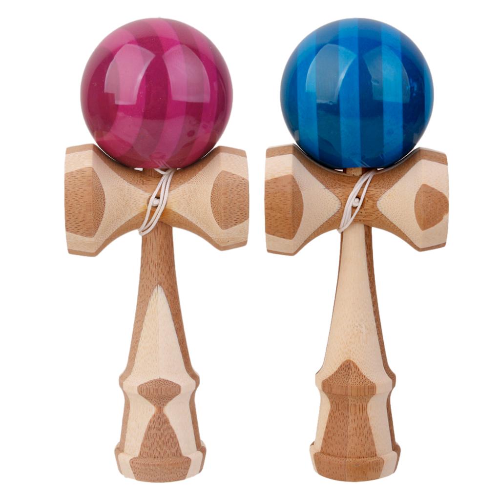 Kendama Japanese Ball Bamboo Tossing Catching Skill Game Toys Blue & Purple