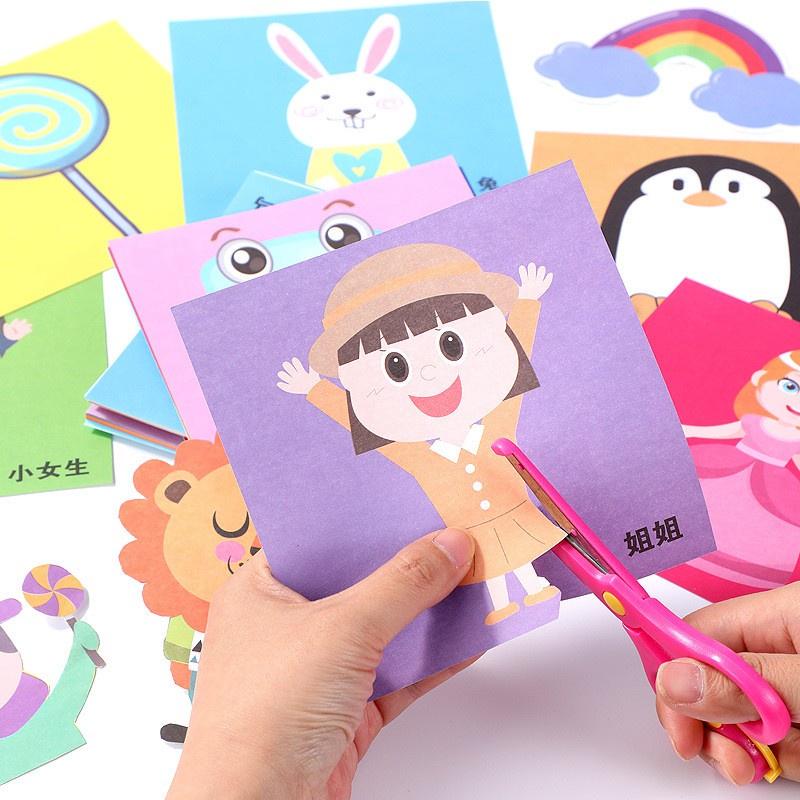Bộ đồ chơi cắt giấy hình động vật nhiều màu sắc cho trẻ em DIY