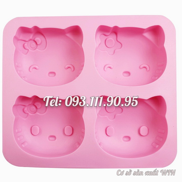Khuôn silicon làm bánh, rau câu, socola 4 mèo Kitty – Mã số 1101