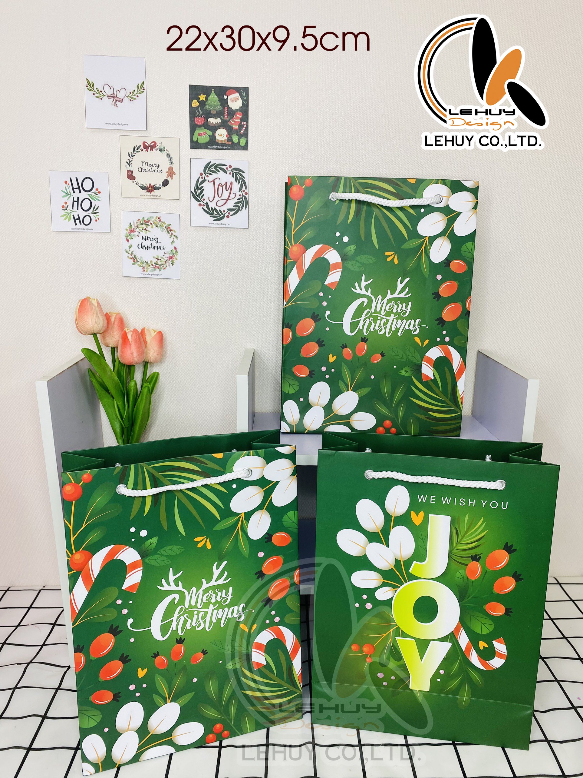 COMBO 50 TÚI GIẤY C LỚN ĐỨNG NOEN XANH