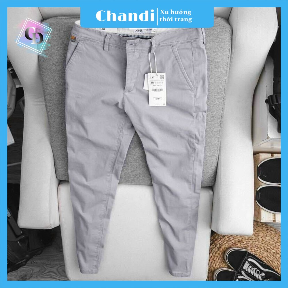 Quần Kaki Nam Cao Cấp Thương Hiệu Chandi, Chất Kaki Co Giãn Xu Hướng Mã Nt300 - Màu Đen - Xám Nhạt - 34