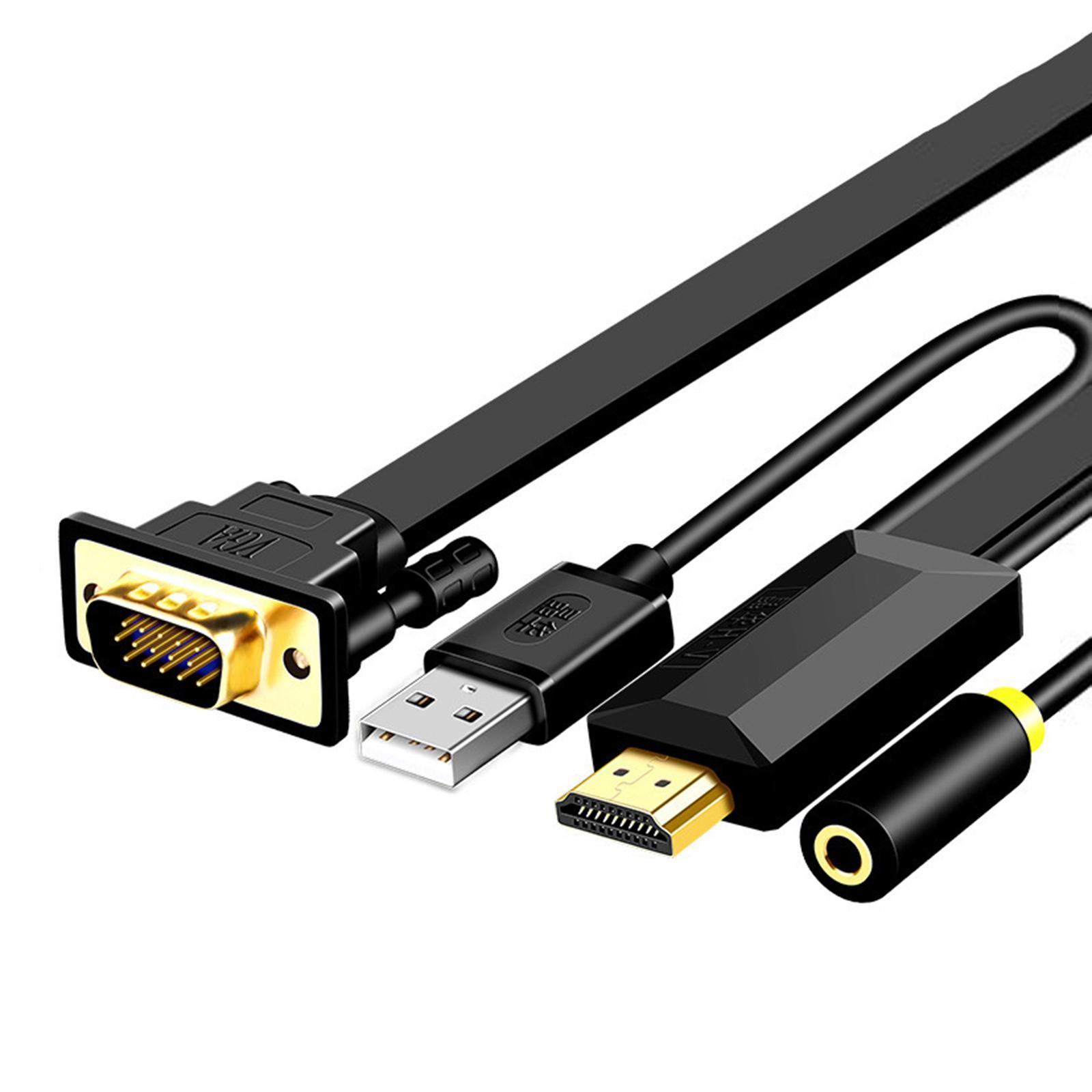 To VGA Cable 1080P with Audio Adapter for Monitor Desktop