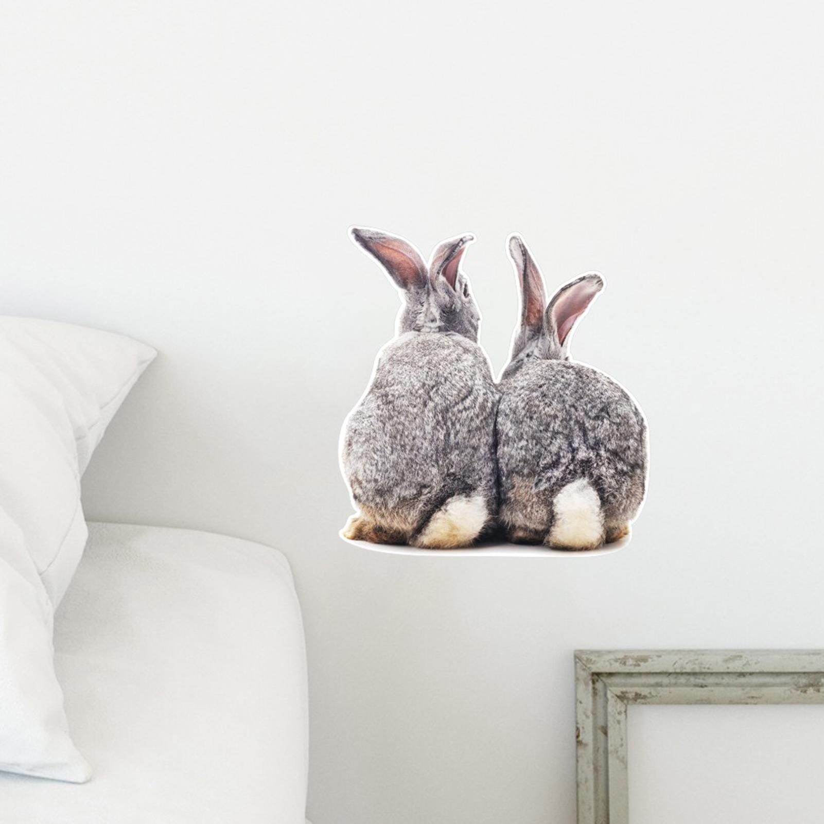 Set 1 Miếng Dán Hình Hai Con Thỏ Dễ Thương 3D Có Thể Tháo Rời