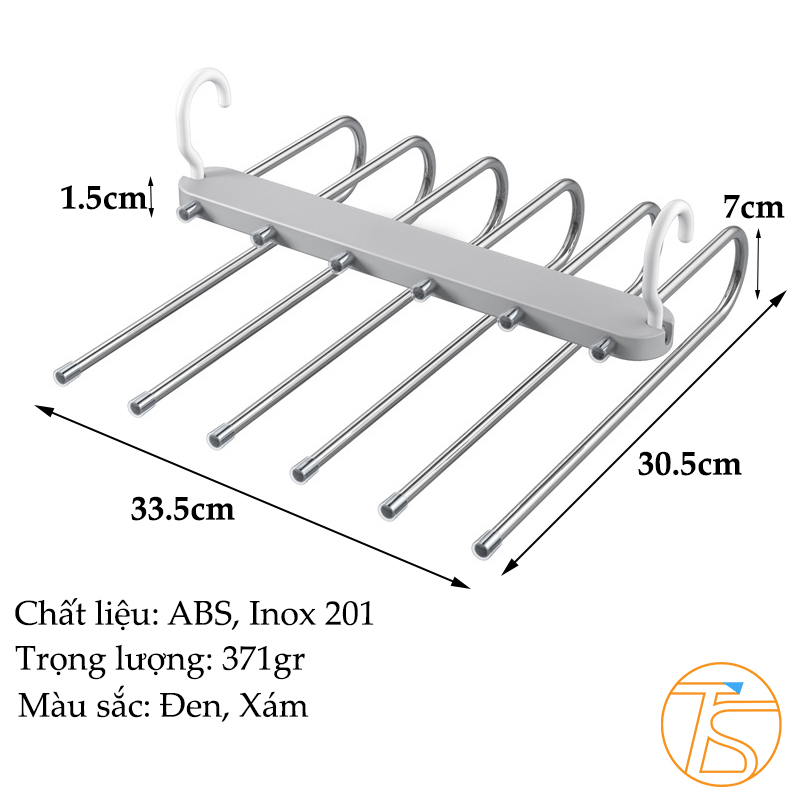 Móc treo quần áo có 6 thanh giá treo tiết kiệm không gian tủ quần áo