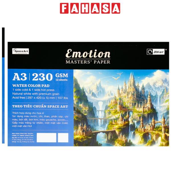 Vở Vẽ Màu Nước Dán Gáy Emotion A3 - 24 Trang - 230gsm - Acmeliae 8450