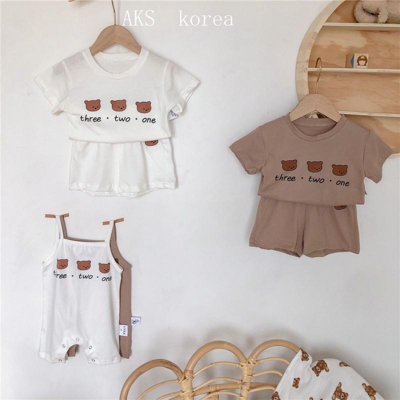 Set bộ mặc nhà cotton hoạ tiết gấu cho bé