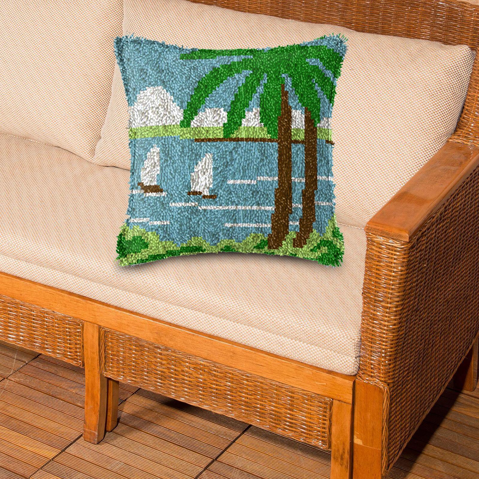 Latch Hook Embroidery Kits Cushion Needlework Blank Pillowcase Mesh Style 1