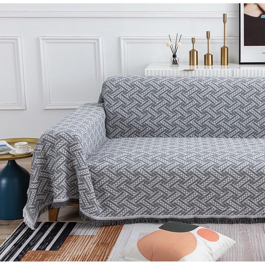 Thảm Phủ Sofa chống bụi bẩn, Thảm TRANG TRÍ Sofa HỌA TIẾT TRẮNG XÁM ĐEN SBK114